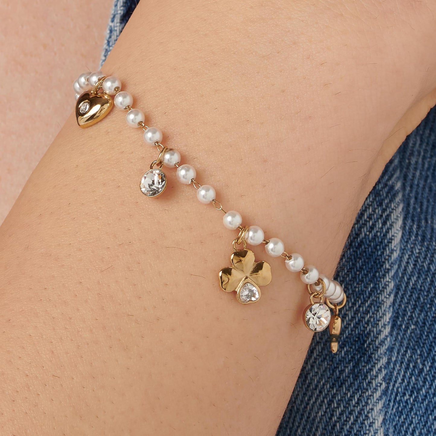Bracciale Brosway Chakra Portafortuna Pvd Oro Con Perline E Charms