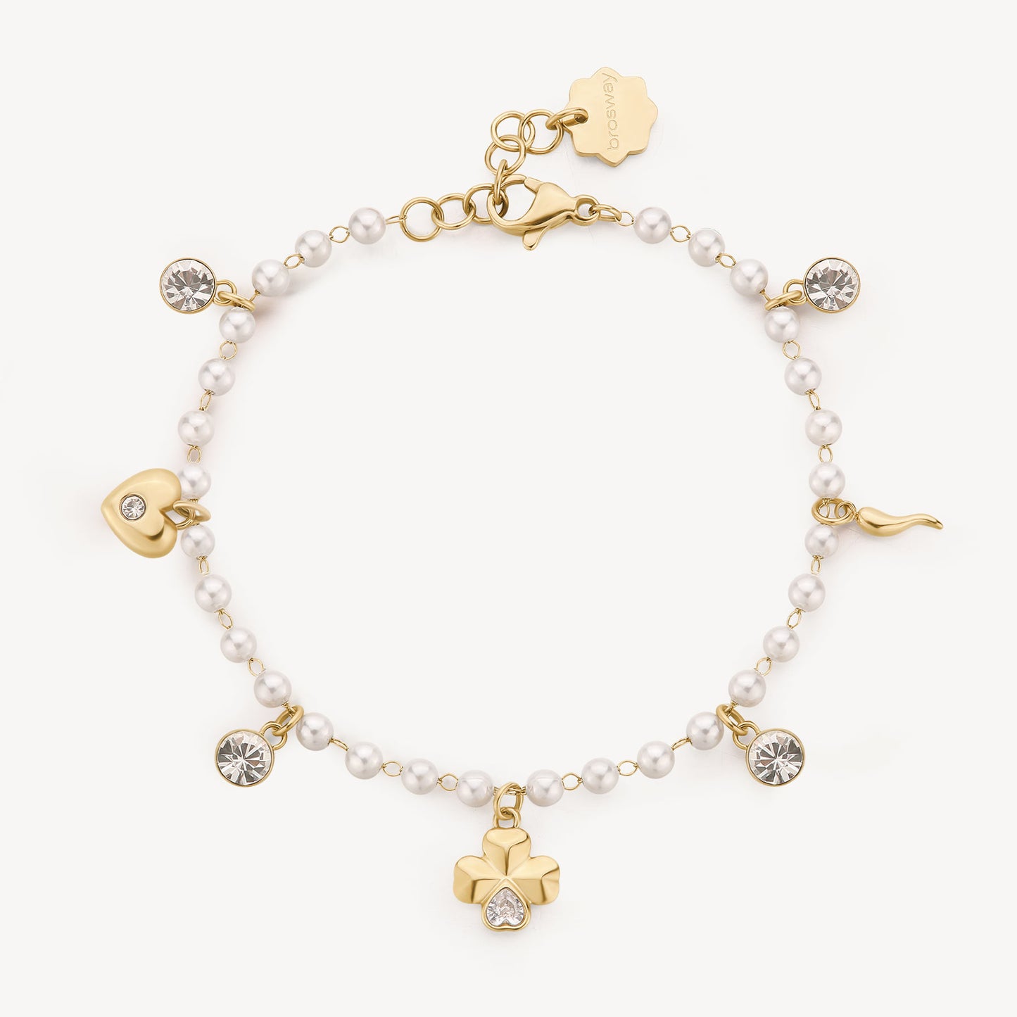 Bracciale Brosway Chakra Portafortuna Pvd Oro Con Perline E Charms