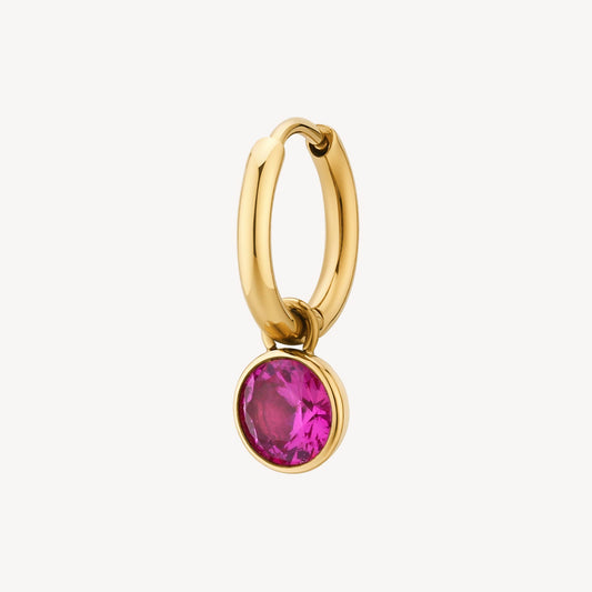 Monorecchino Brosway Chakra Boccola Pvd Oro Pendente Punto Luce Cristallo Fucsia