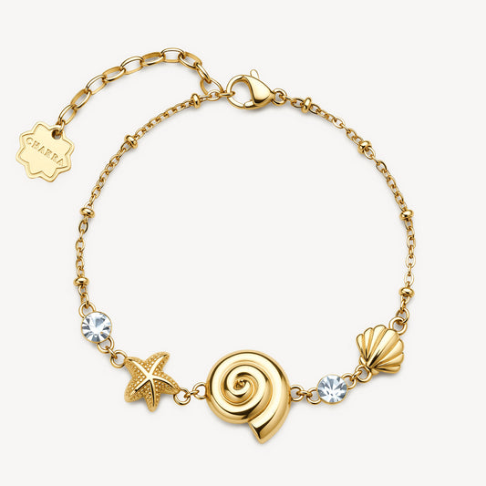 Bracciale Brosway Chakra Acciaio Pvd Oro Cristalli Stella Marina e Conchiglia