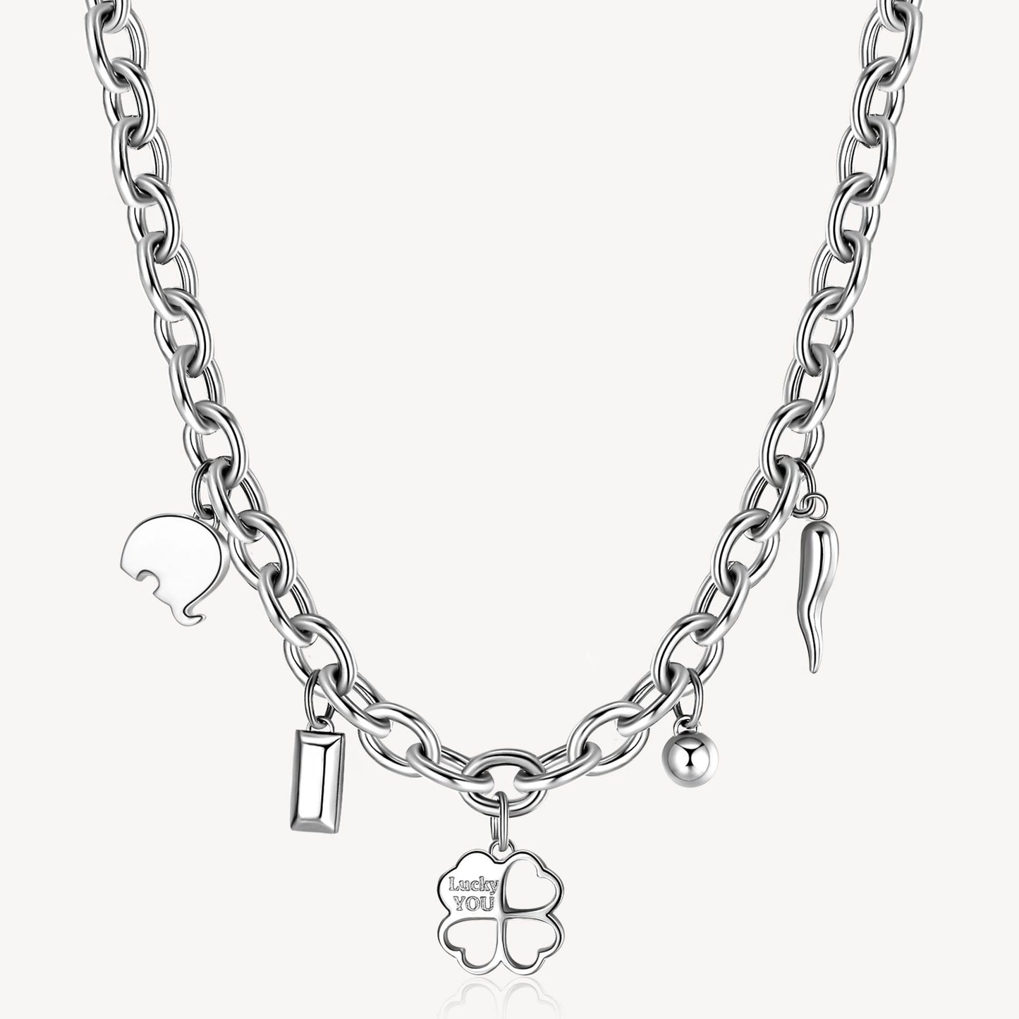 Collana Brosway Chakra Portafortuna Quadrifoglio In Acciaio Con Pendenti