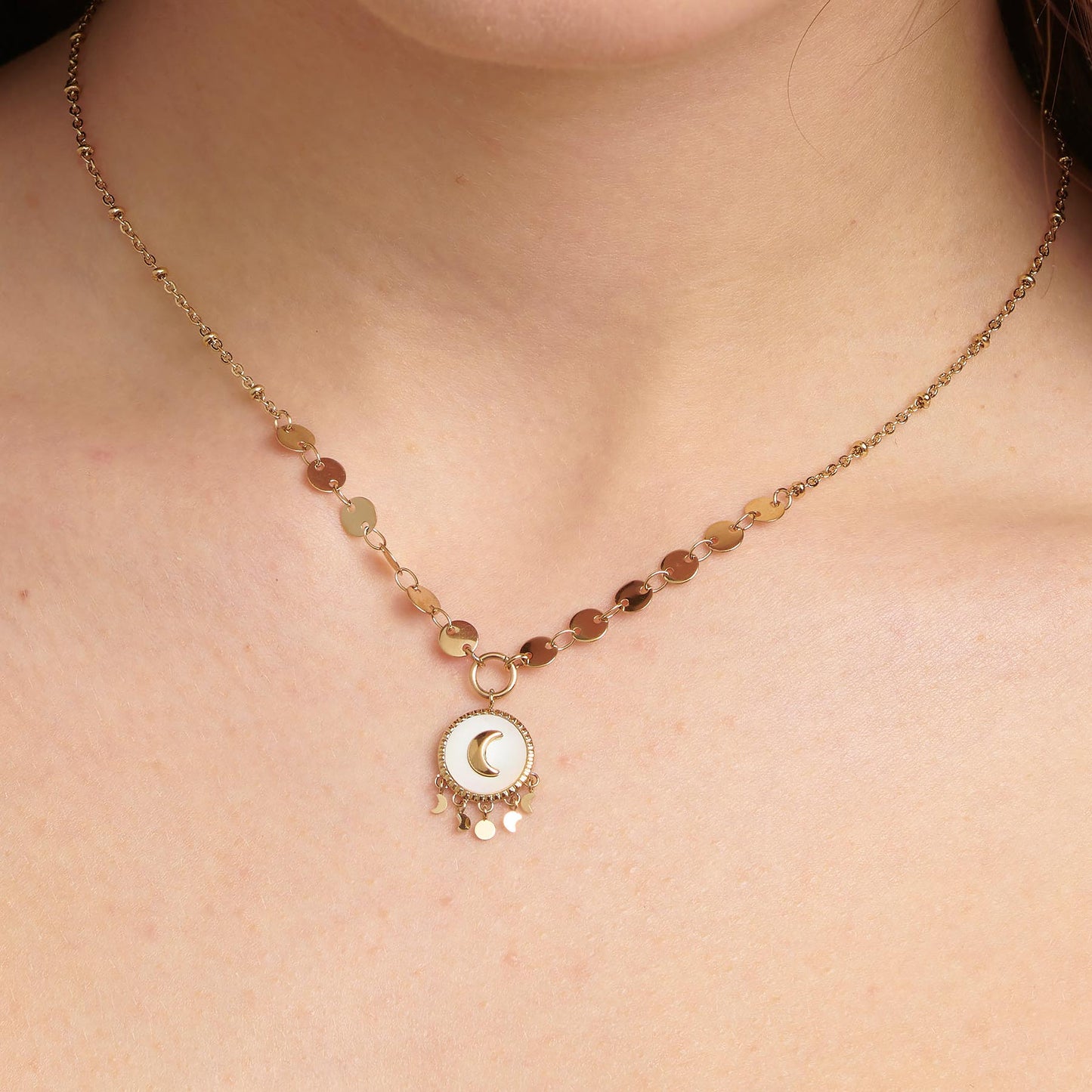 Collana Brosway Chakra Mistici Luna Pvd Oro con Pendenti