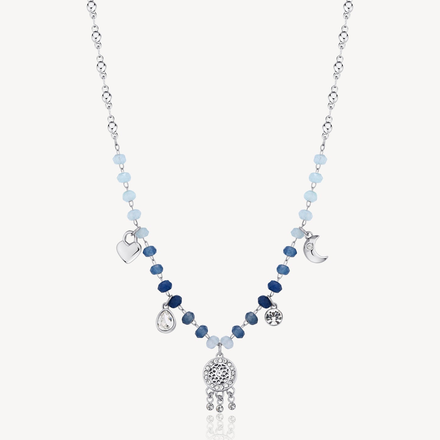 Collana Brosway Chakra Mistici Acchiappasogni In Acciaio Pietre Dure Blu Azzurre E Pendenti