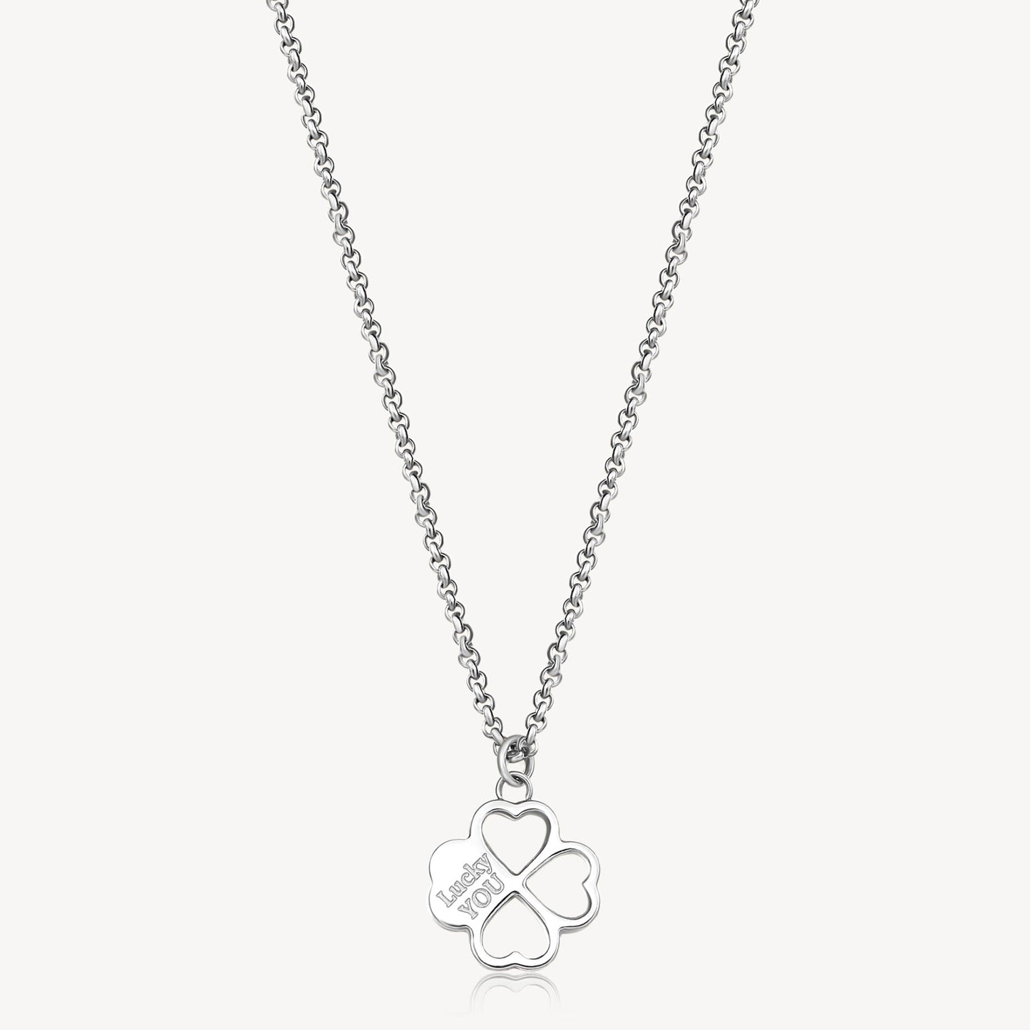 Collana Brosway Chakra Portafortuna In Acciaio Con Pendente Quadrifoglio Cristalli