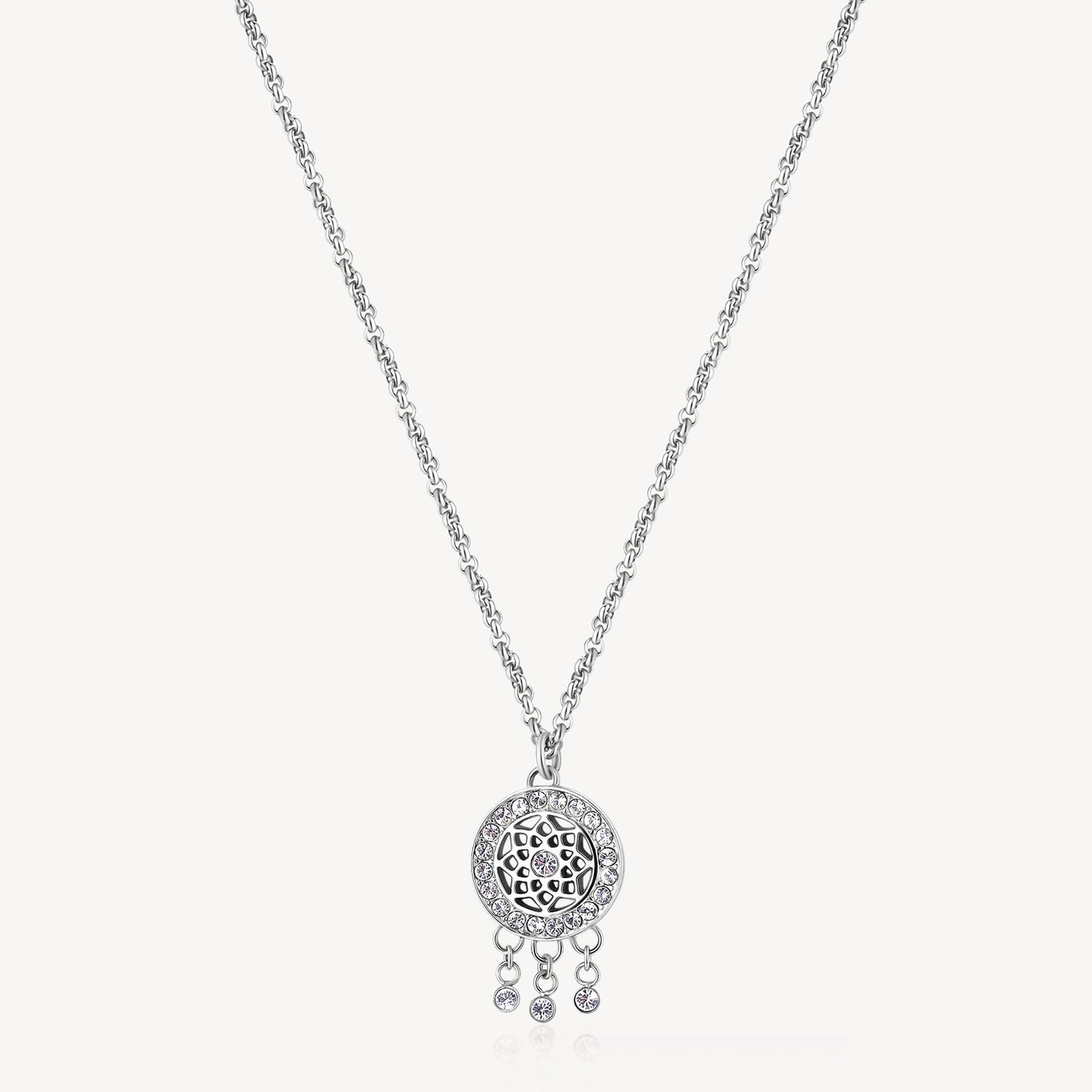 Collana Brosway Chakra Mistici In Acciaio Con Pendente Acchiappasogni Cristalli