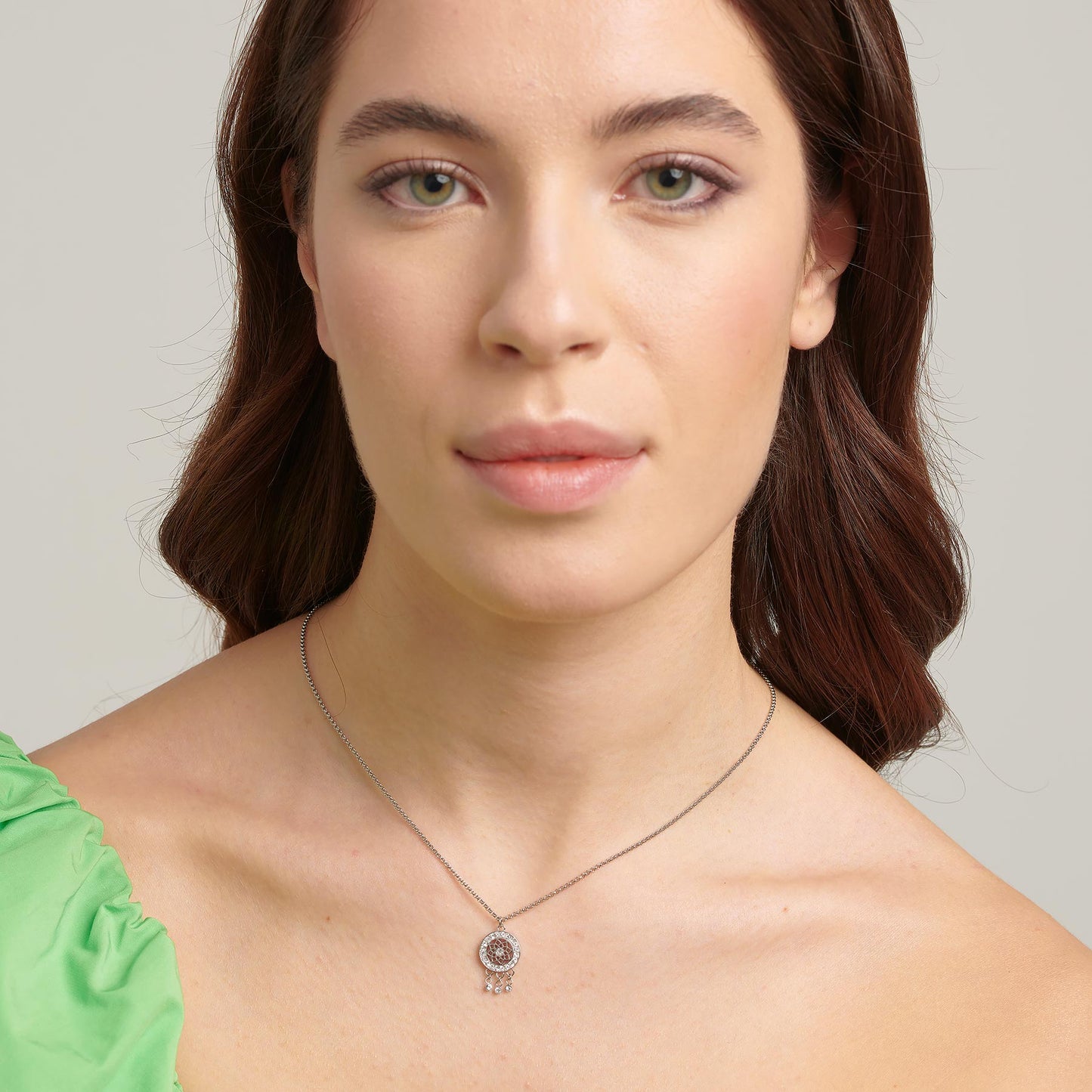 Collana Brosway Chakra Mistici In Acciaio Con Pendente Acchiappasogni Cristalli