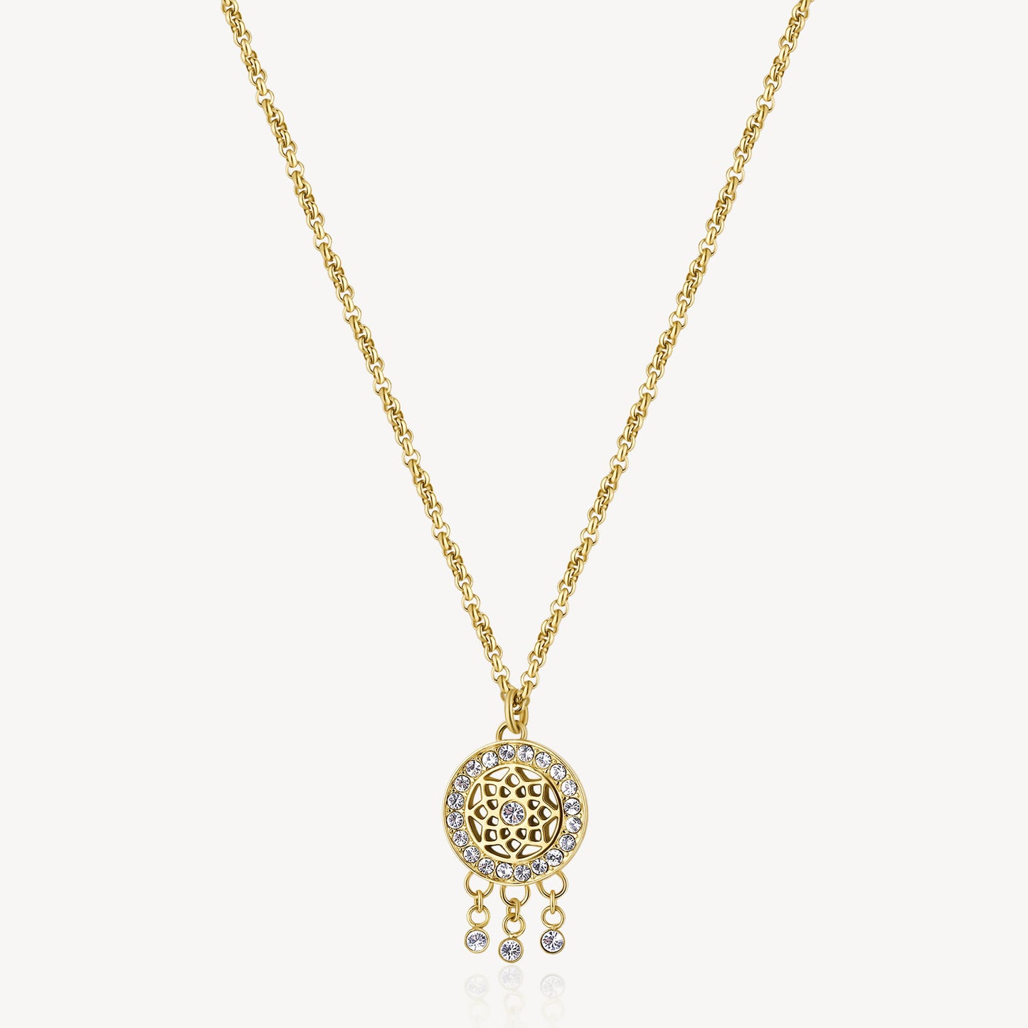 Collana Brosway Chakra Mistici Pvd Oro Con Pendente Acchiappasogni Cristalli