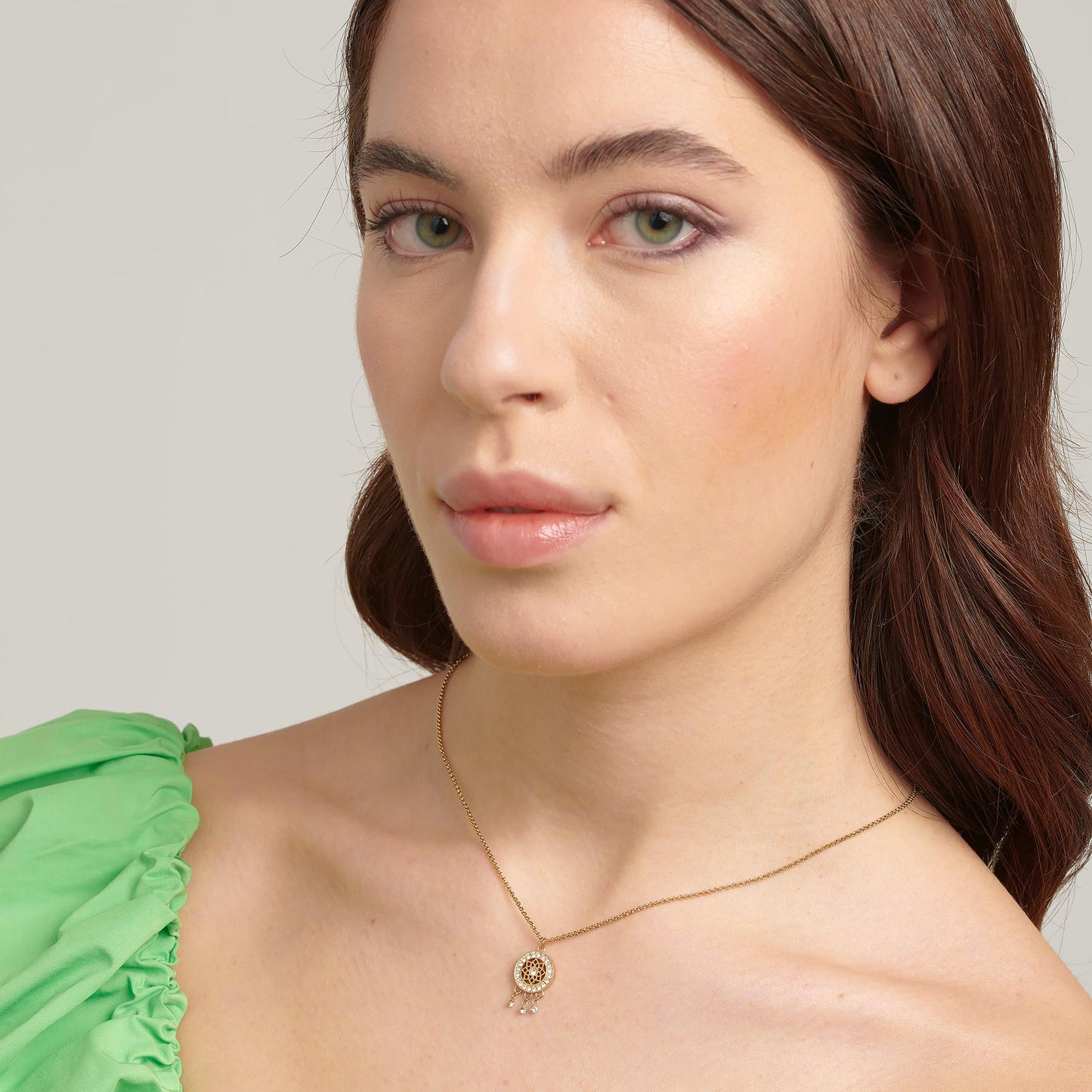 Collana Brosway Chakra Mistici Pvd Oro Con Pendente Acchiappasogni Cristalli