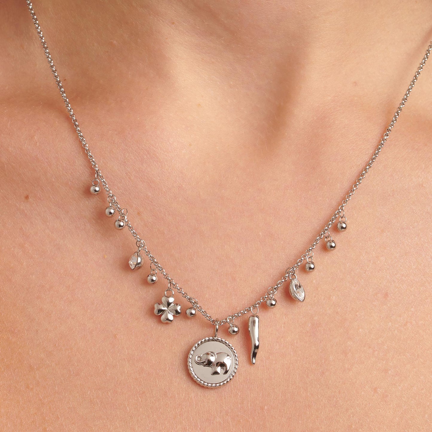 Collana Brosway Chakra Portafortuna Elefante In Acciaio Con Pendenti