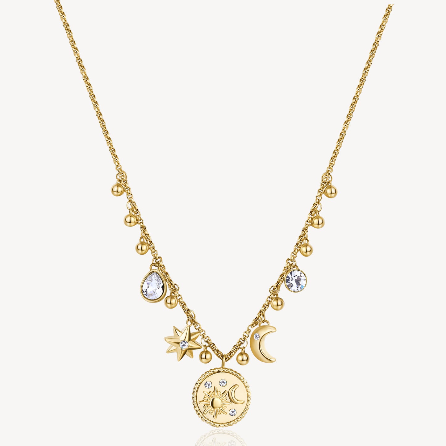 Collana Brosway Chakra Mistici Sole E Luna Collana Pvd Oro con Pendenti