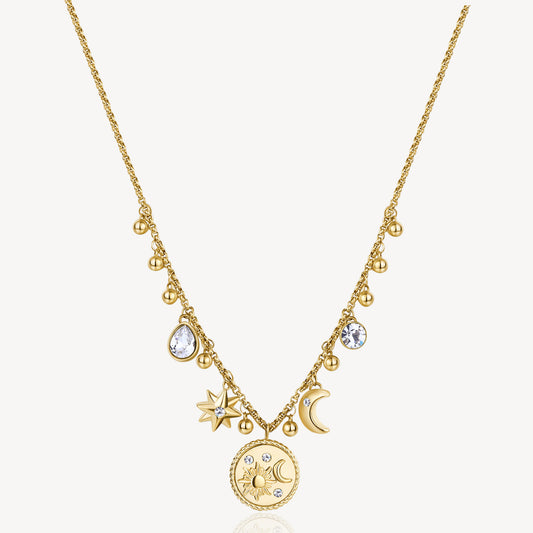 Collana Brosway Chakra Mistici Sole E Luna Collana Pvd Oro con Pendenti