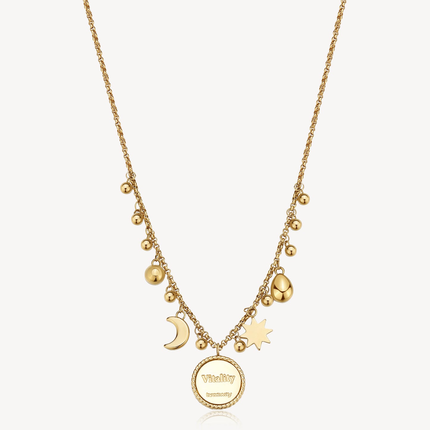 Collana Brosway Chakra Mistici Sole E Luna Collana Pvd Oro con Pendenti