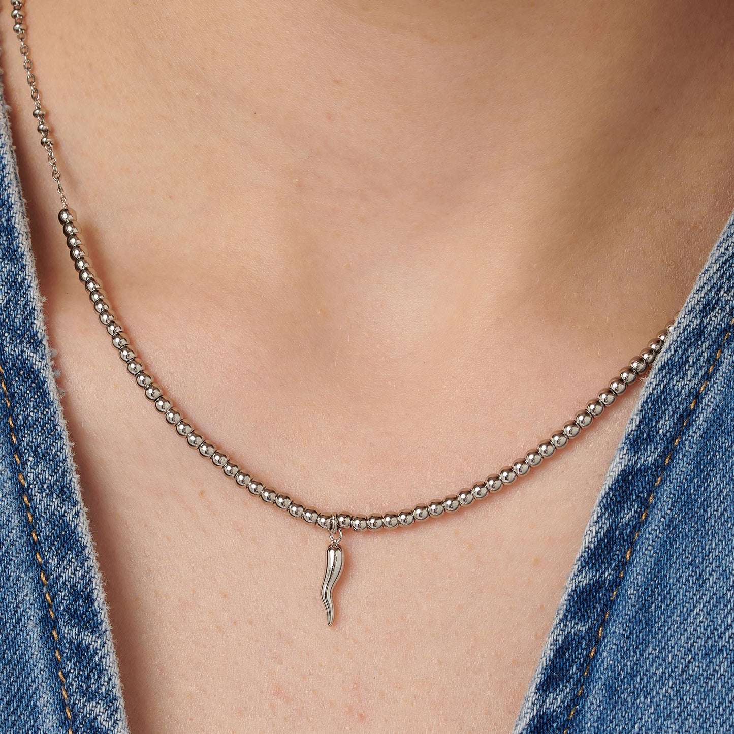 Collana Brosway Chakra Portafortuna In Acciaio Con Pendente Cornetto
