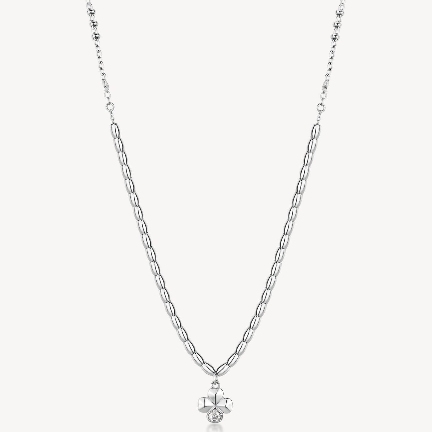 Collana Brosway Chakra Portafortuna In Acciaio Con Pendente Quadrifoglio Cristallo