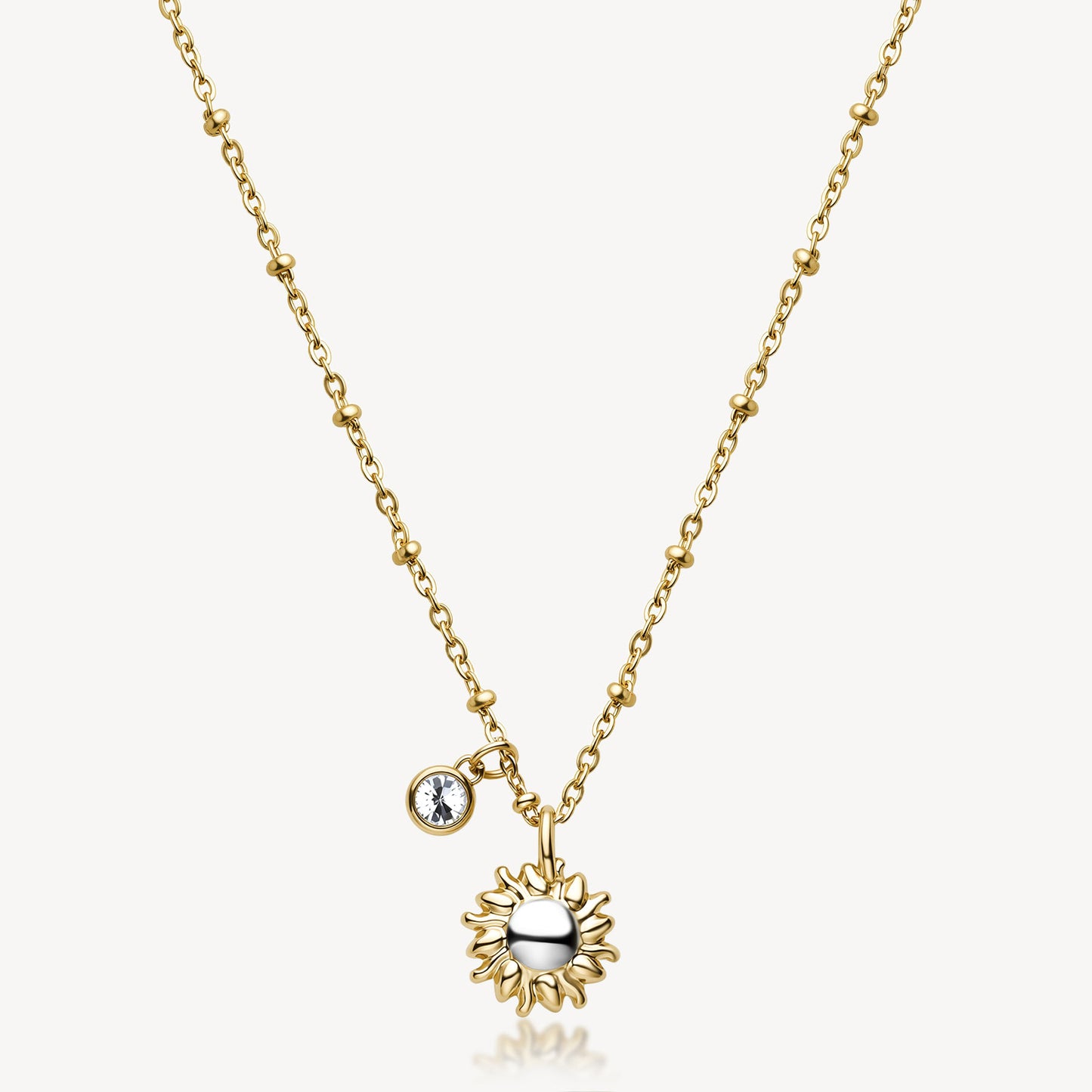 Collana Brosway Chakra Pvd Oro Pendenti Sole e Cristallo