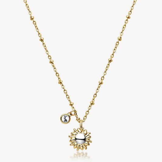 Collana Brosway Chakra Pvd Oro Pendenti Sole e Cristallo