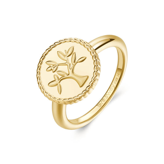 Anello Brosway Chakra Acciaio Pvd Oro Tondino Albero Della Vita - Misura 14