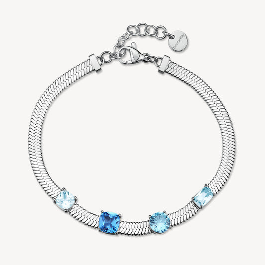 Bracciale Brosway Dreaming Acciaio Maglia Piatta Cubic Zirconia Light Sapphire