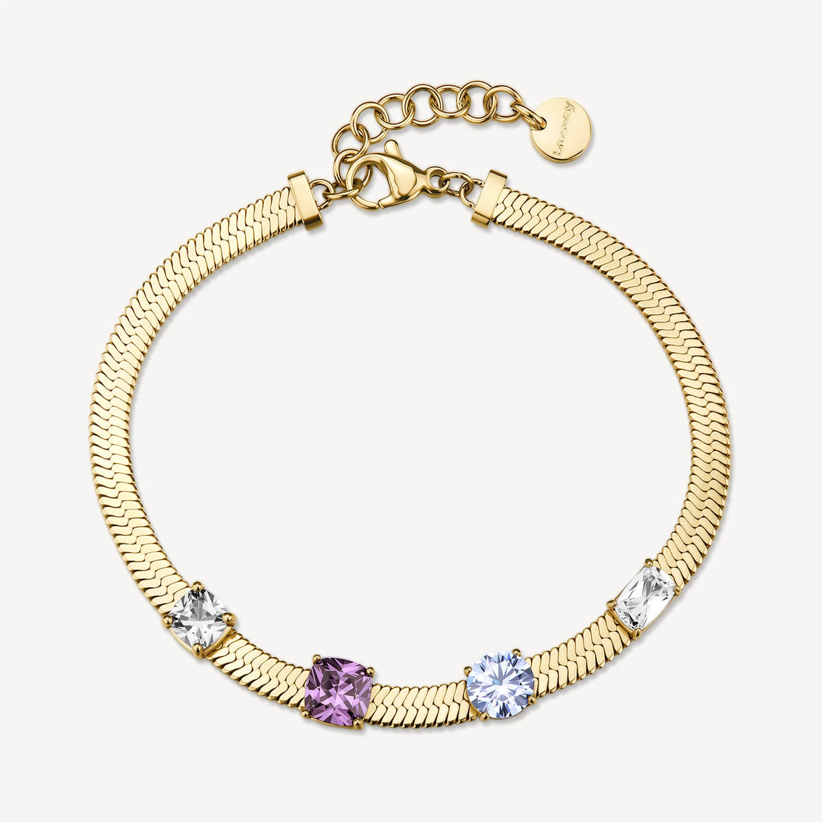 Bracciale Brosway Dreaming Pvd Oro Maglia Snake Piatta Con Cubic Zirconia Colore Ametista