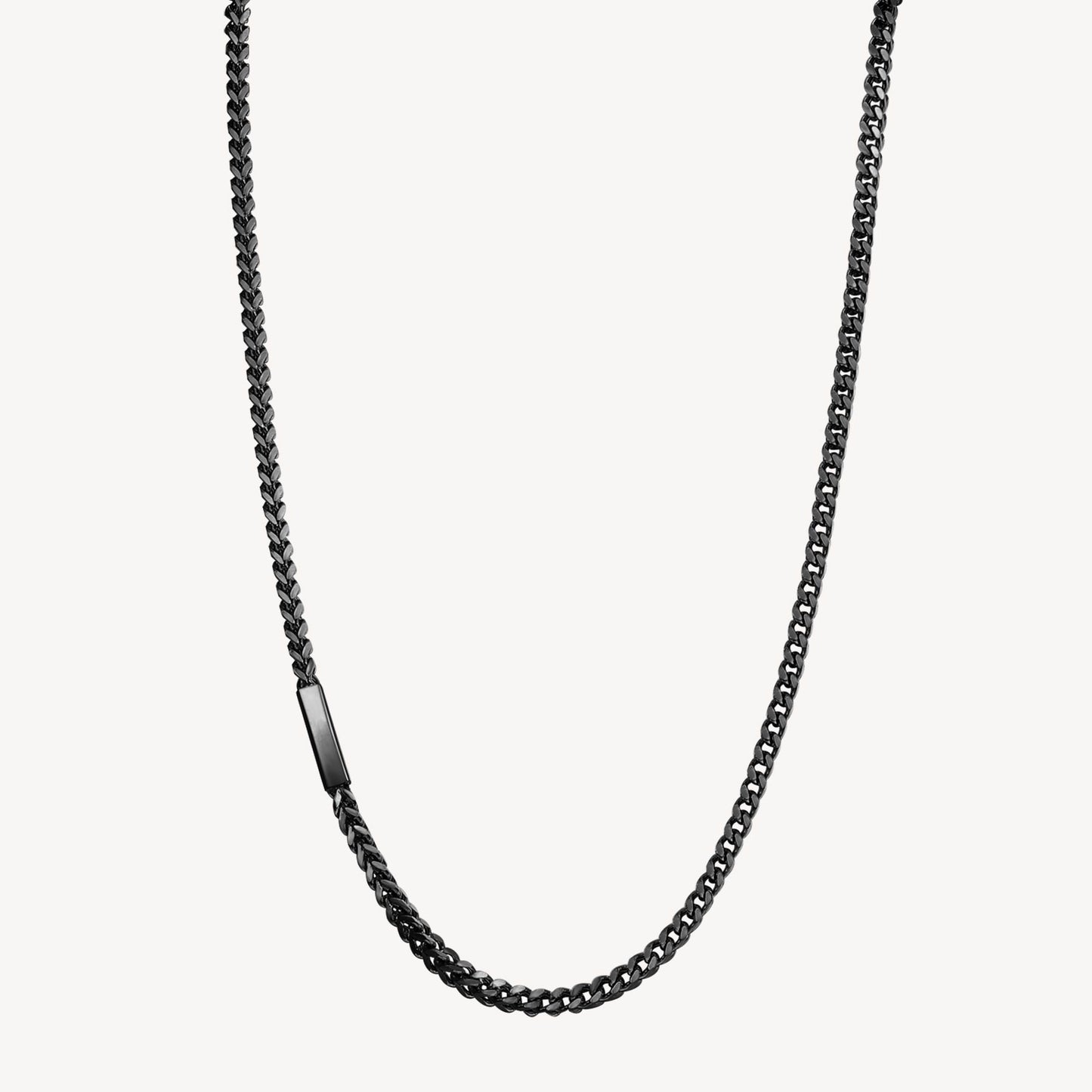 Collana Uomo Brosway Ink Acciaio Pvd Nero Maglia Grumetta Inserto Squadrato Laterale