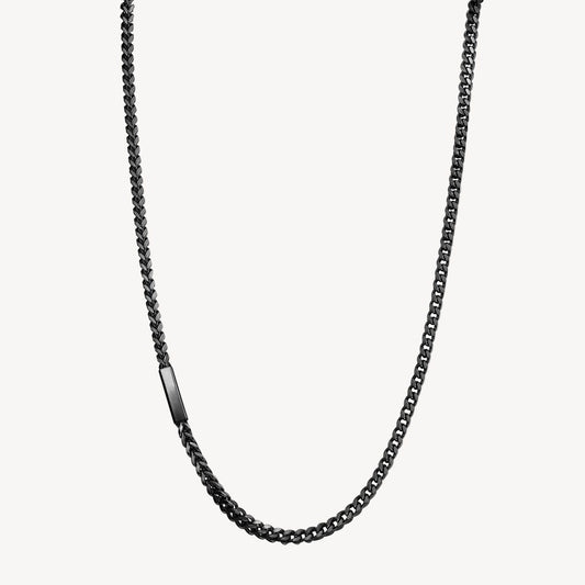 Collana Uomo Brosway Ink Acciaio Pvd Nero Maglia Grumetta Inserto Squadrato Laterale