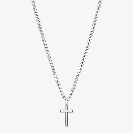 Collana Uomo Brosway Ink Acciaio Pendente Croce Satinata