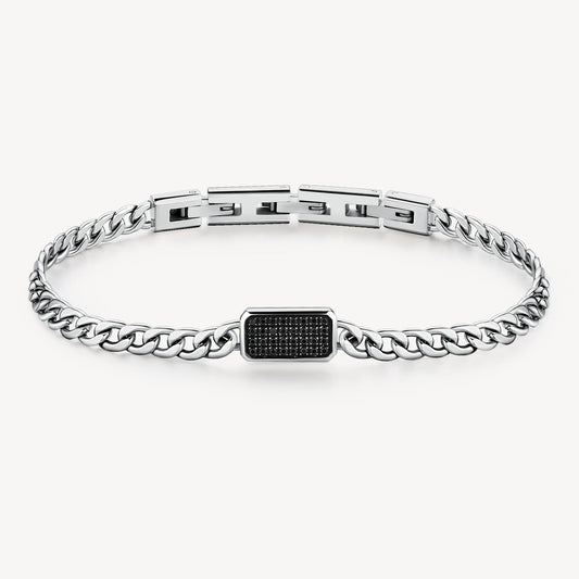 Bracciale Brosway Ink Uomo Piastrina Centrale Con Cubik Zirconia Neri