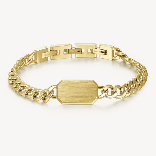 Bracciale Brosway Ink Uomo Pvd Oro Con Piastrina Satinata Ottagonale