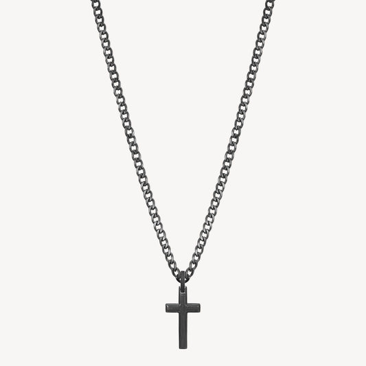 Collana Brosway Ink Uomo Pvd Nero Con Pendente Croce