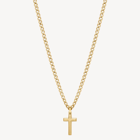 Collana Uomo Brosway Ink Acciaio Pvd Oro Pendente Croce Satinata
