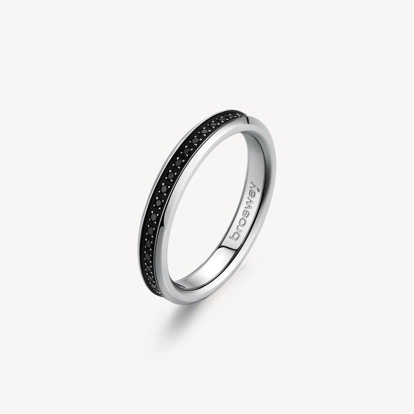 Anello Brosway Ink Acciaio Veretta Cristalli Neri - Misura 27