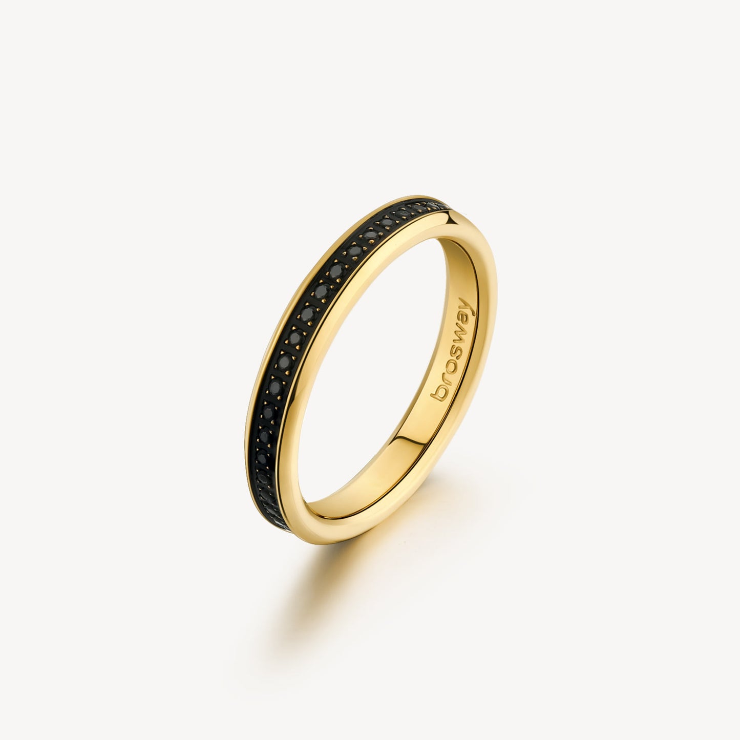 Anello Uomo Brosway Ink Pvd Oro Cristalli Neri - Misura 19