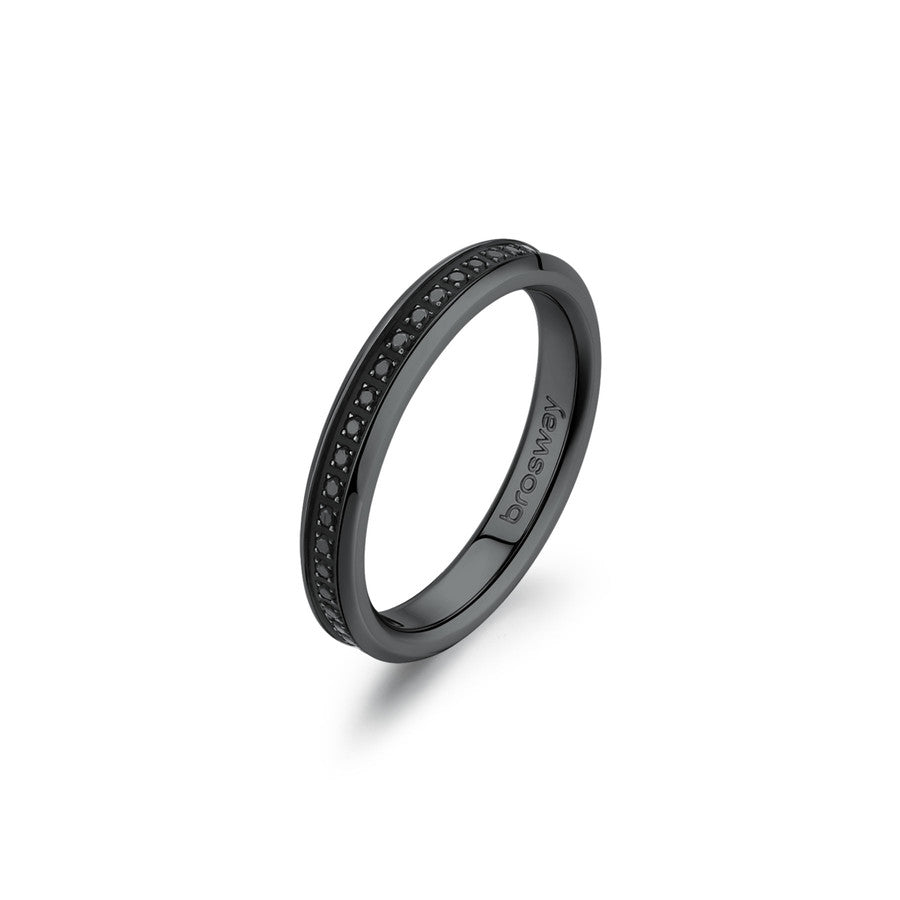 Anello Uomo Brosway Ink Pvd Nero con Cristalli Neri - Misura 19