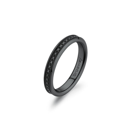 Anello Uomo Brosway Ink Pvd Nero con Cristalli Neri - Misura 19