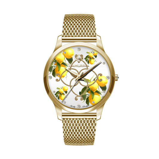 Orologio Camurrìa I Lumia 37mm Pvd Oro Braccialato Maglia Milanese