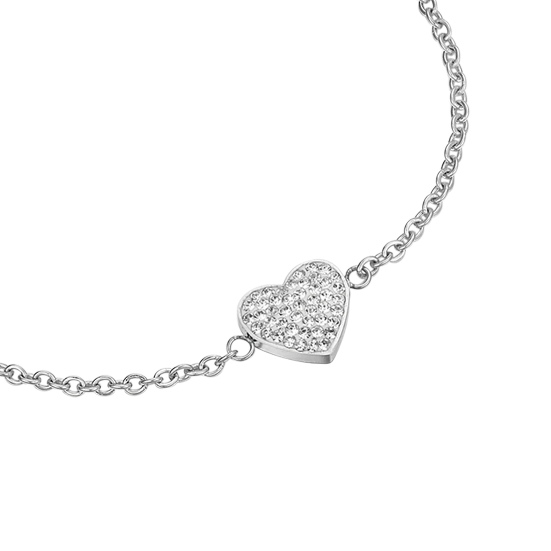 Bracciale Luca Barra Pretty Moment Acciaio Inserto Cuore Pavè Cristalli