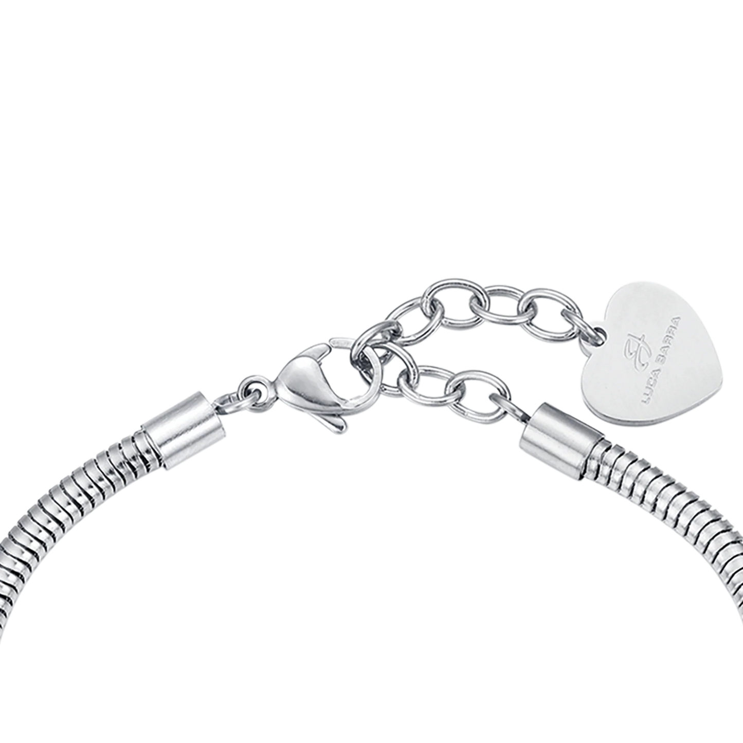 Bracciale Luca Barra Pretty Moment Acciaio Coda Di Topo Rondelle Cristalli Charm Quadrifoglio