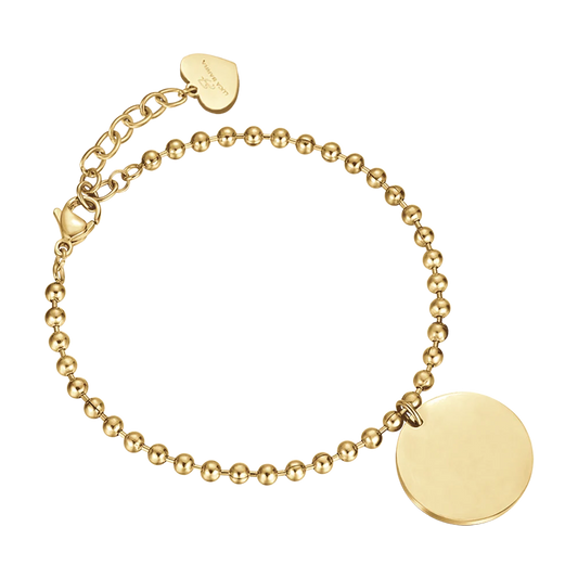 Bracciale Luca Barra Pvd Oro Maglia A Pallini Charm Tondo
