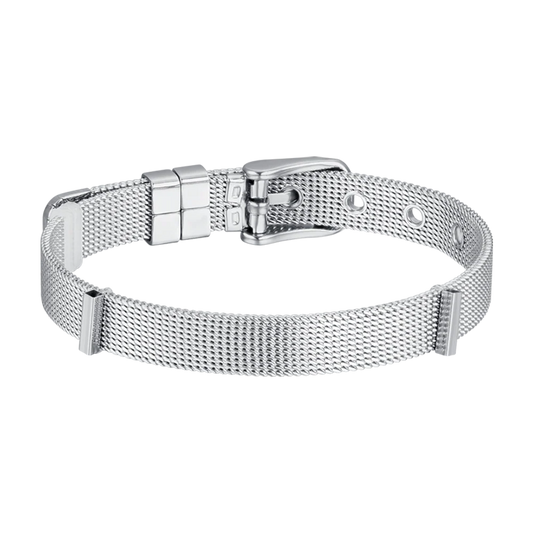 Bracciale Luca Barra Be Charm In Acciaio Maglia Milanese Con Fibbia