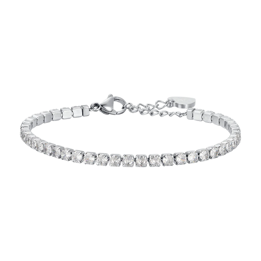 Bracciale Tennis Luca Barra Spring 22 Tennis In Acciaio Con Cristalli
