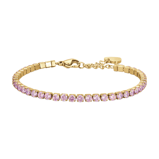 Bracciale Tennis Luca Barra Spring 22 Tennis Pvd Oro Con Cristalli Rosa