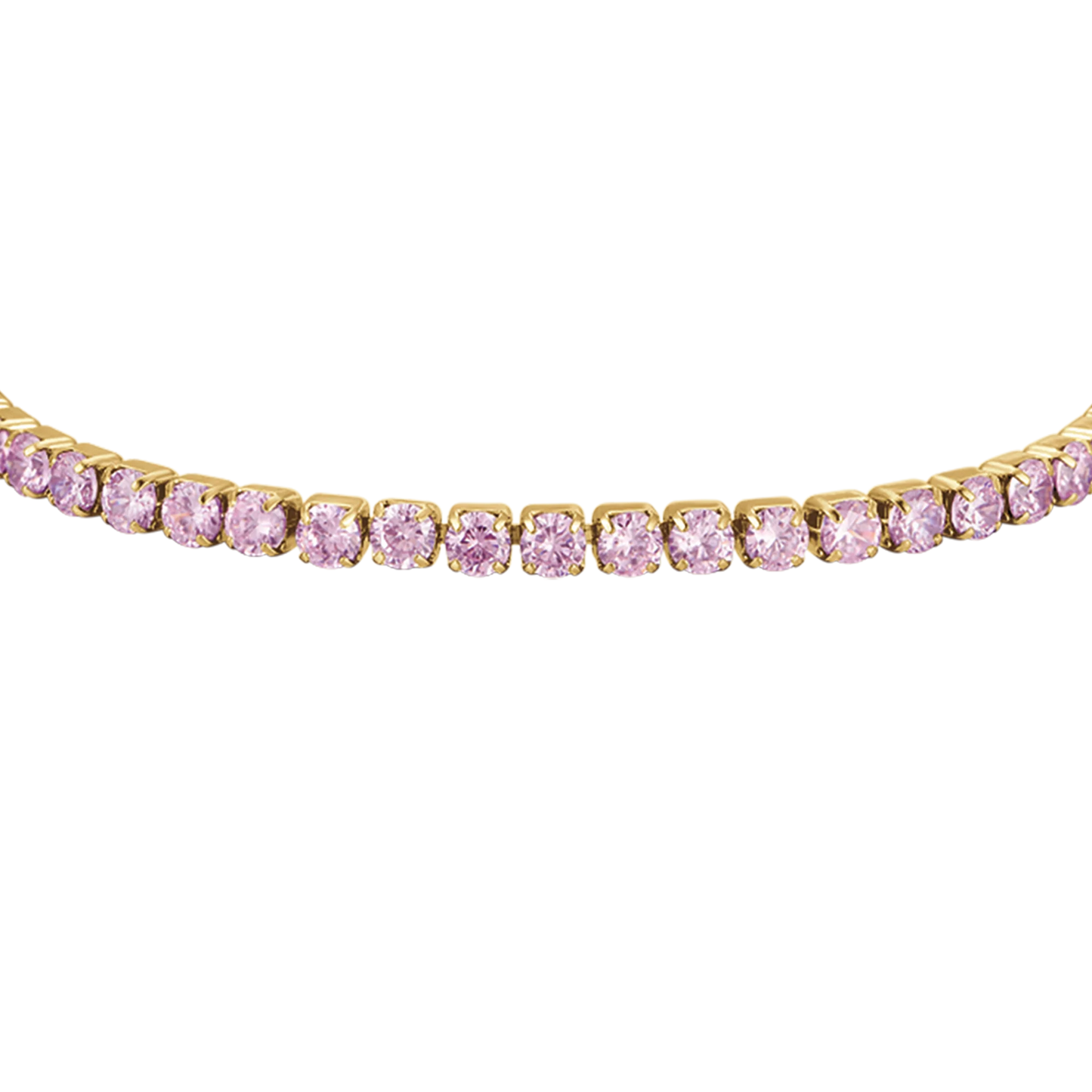 Bracciale Tennis Luca Barra Spring 22 Tennis Pvd Oro Con Cristalli Rosa