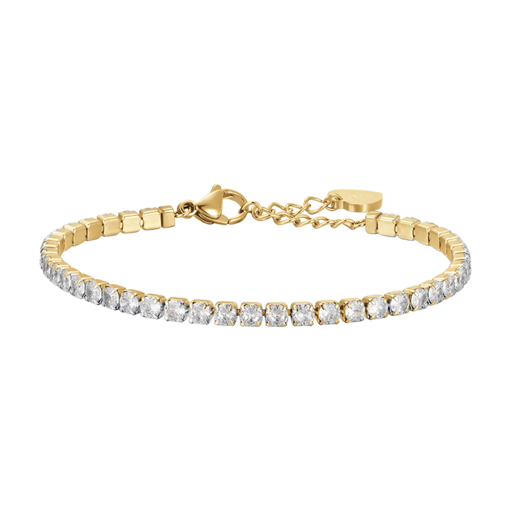 Bracciale Tennis Luca Barra Pvd Oro Cristalli