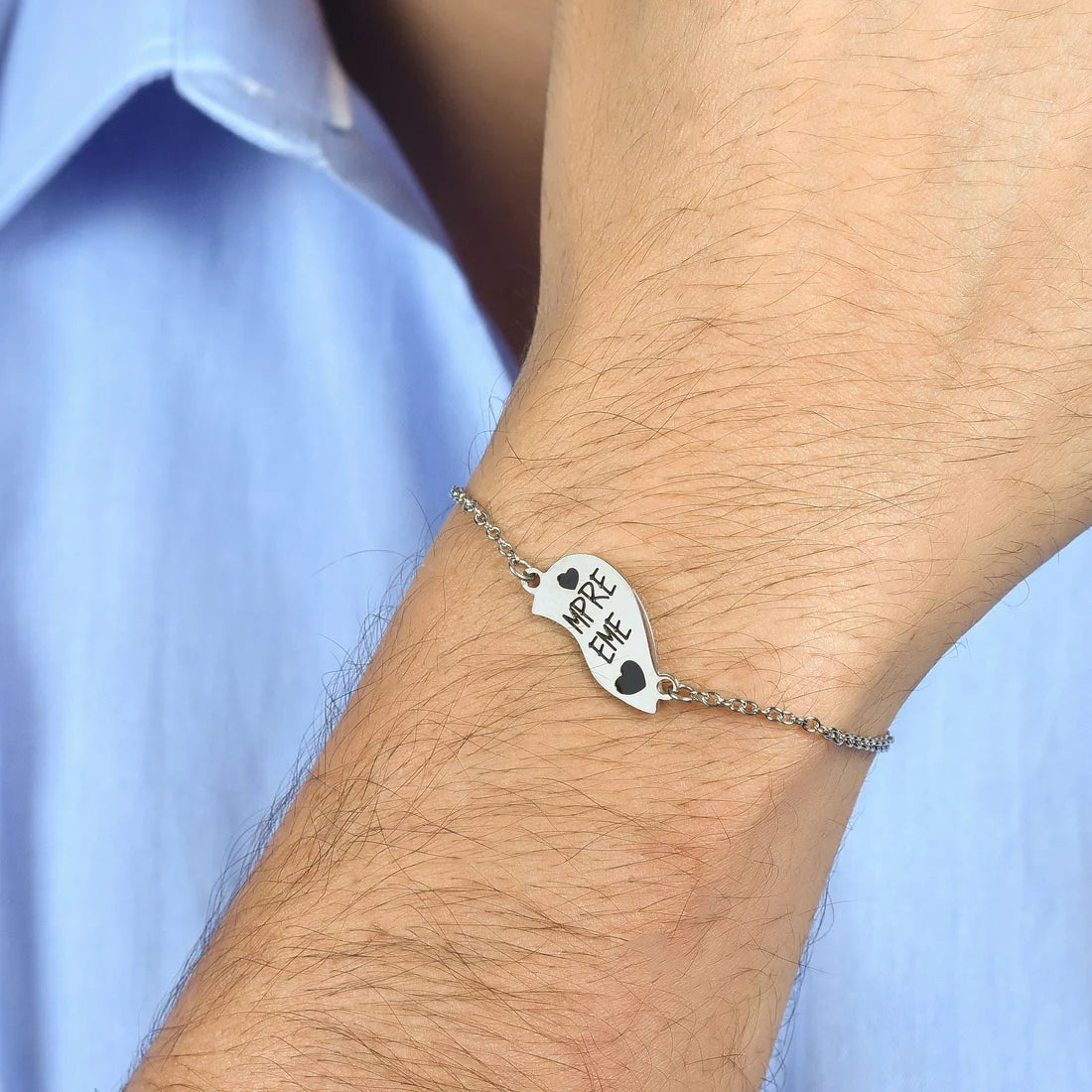 Coppia di Bracciali Uomo/Donna Luca Barra Acciaio Con Cuore Spezzato e Scritta "Insieme"