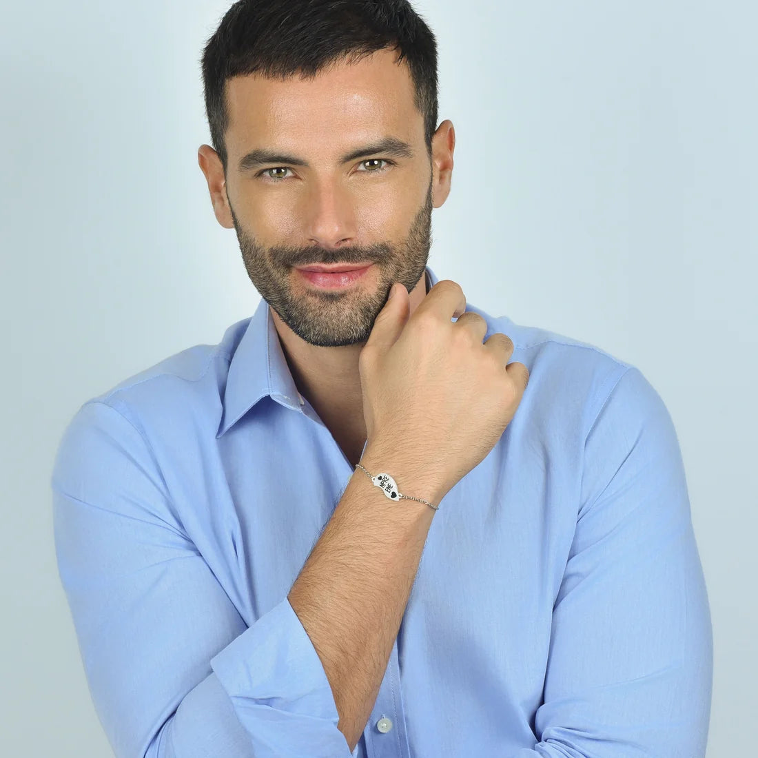 Coppia di Bracciali Uomo/Donna Luca Barra Acciaio Con Cuore Spezzato e Scritta "Insieme"