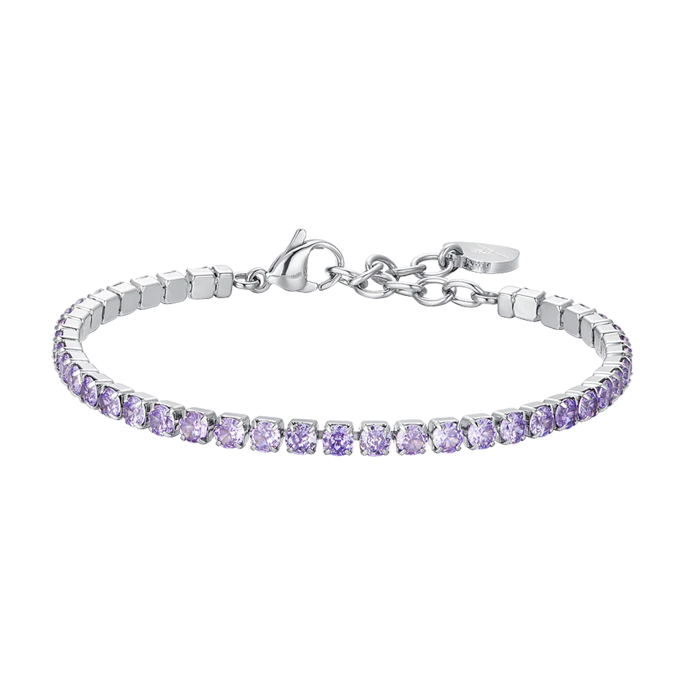 Bracciale Tennis Luca Barra Acciaio Cristalli Viola