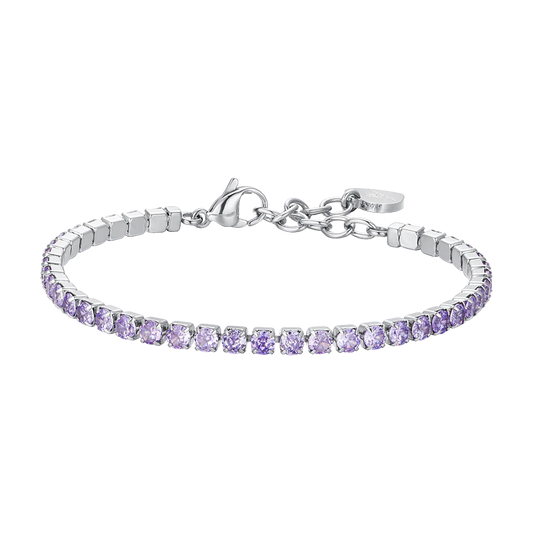 Bracciale Tennis Luca Barra Acciaio Cristalli Viola