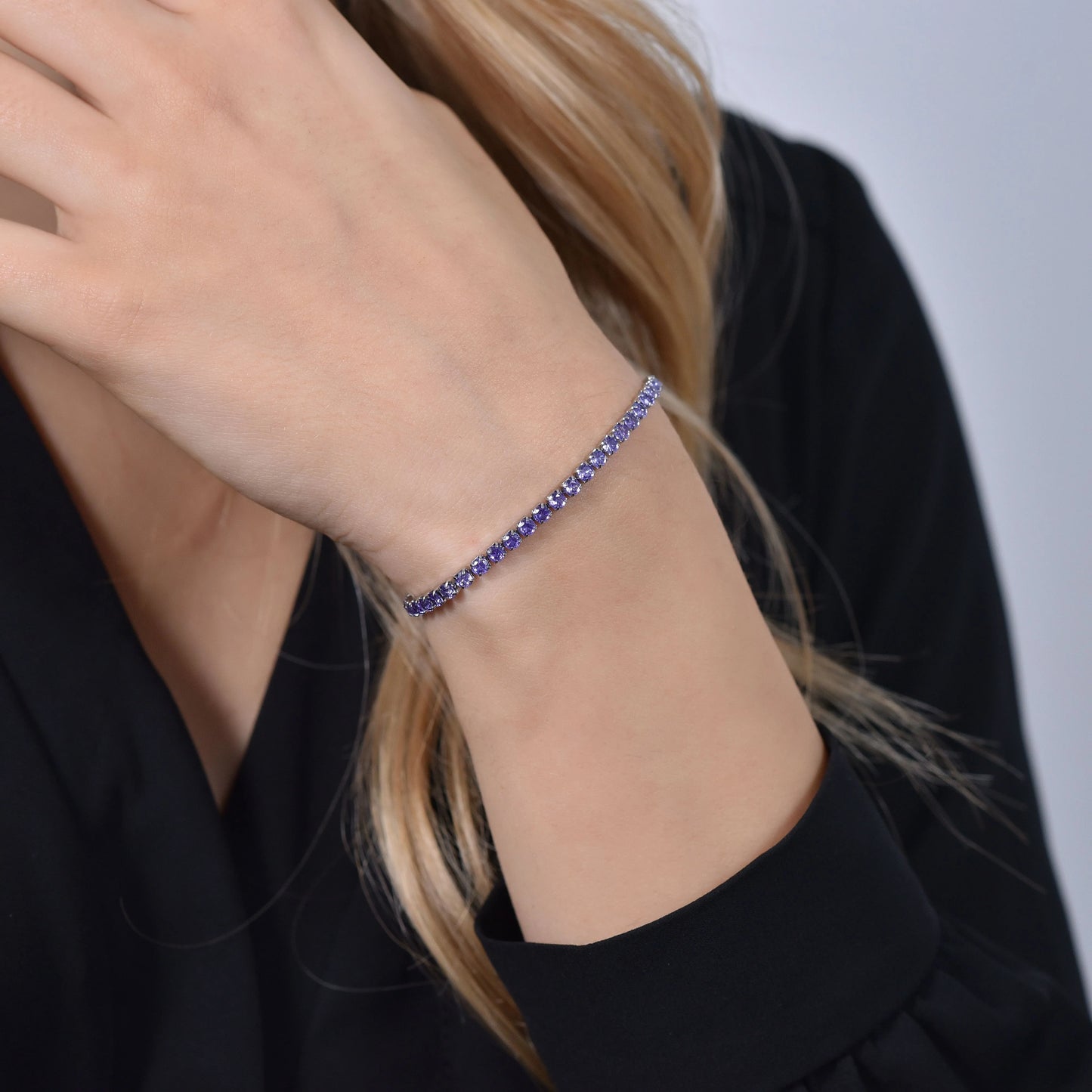 Bracciale Tennis Luca Barra Acciaio Cristalli Viola