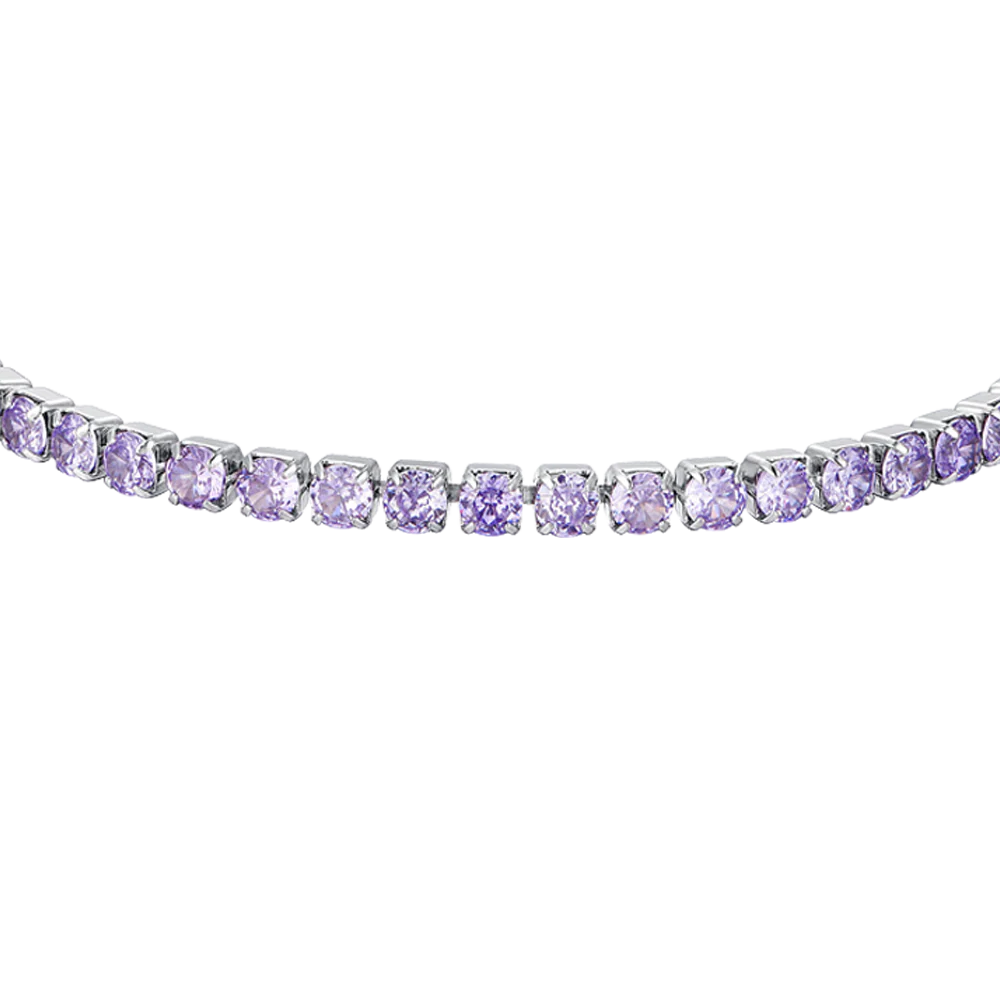 Bracciale Tennis Luca Barra Acciaio Cristalli Viola
