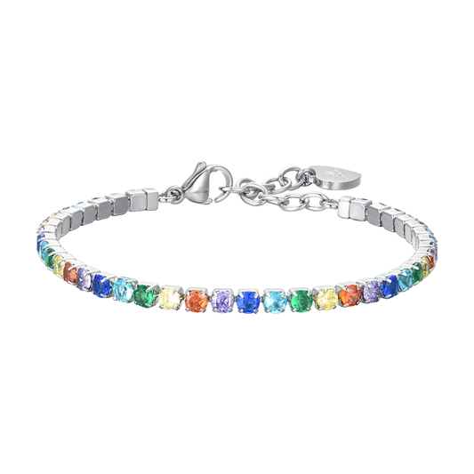 Bracciale Luca Barra Tennis Acciaio Cristalli Multicolor
